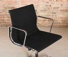 Load image into Gallery viewer, Set of 4 model EA117 Eames swivel office chairs with black fabric upholstery manufactured by Vitra, circa 1980s