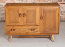 Load image into Gallery viewer, Mid Century Ercol model 467 elm and beech sideboard with blue label, circa 1950s