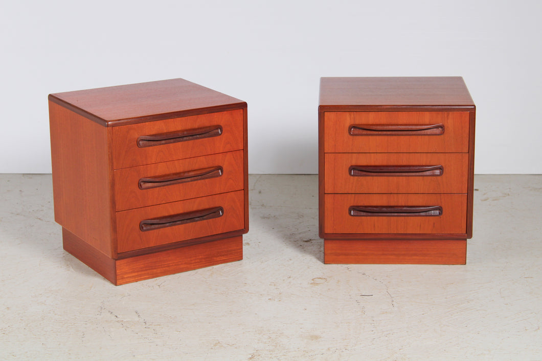 A Pair of Midcentury Teak Bedside Tables by G-Plan, circa 1960s.