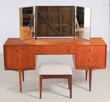 Load image into Gallery viewer, Mid Century teak Dressing Table with a Stool by McIntosh, Scotland, c 1960s.
