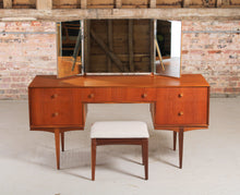 Load image into Gallery viewer, Mid Century teak Dressing Table with a Stool by McIntosh, Scotland, c 1960s.