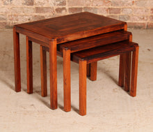 Load image into Gallery viewer, A midcentury Danish rosewood nest of three tables by Vejle Stole, c. 1970s