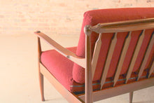 Load image into Gallery viewer, Danish Mid Century rosewood 3-seater sofa with red wool upholstery, circa 1960s