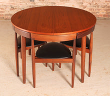 Load image into Gallery viewer, Danish Mid Century extending teak dining table and 4 chairs by Hans Olsen for Frem Röjle, circa 1960s