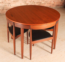 Load image into Gallery viewer, Danish Mid Century extending teak dining table and 4 chairs by Hans Olsen for Frem Röjle, circa 1960s