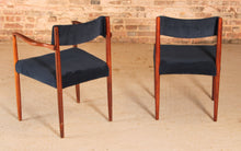 Load image into Gallery viewer, Set of 6 rosewood dining chairs with blue velvet upholstery by Robert Heritage, circa 1960s