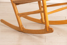 Load image into Gallery viewer, Danish Midcentury Model J16 Rocking Chair in Beech with Paper Cord Seat by Hans J. Wegner for FDB Mobler c.1965