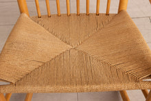 Load image into Gallery viewer, Danish Midcentury Model J16 Rocking Chair in Beech with Paper Cord Seat by Hans J. Wegner for FDB Mobler c.1965