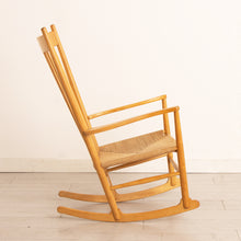 Load image into Gallery viewer, Danish Midcentury Model J16 Rocking Chair in Beech with Paper Cord Seat by Hans J. Wegner for FDB Mobler c.1965