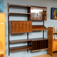Load image into Gallery viewer, Danish Midcentury 'Royal System' 2-Bay Rosewood Wall System Bookcase by Poul Cadovius