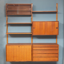Load image into Gallery viewer, Danish Midcentury 'Royal System' 2-Bay Teak Wall System Bookcase by Poul Cadovius