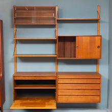 Load image into Gallery viewer, Danish Midcentury 'Royal System' 2-Bay Teak Wall System Bookcase by Poul Cadovius