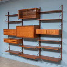 Load image into Gallery viewer, Danish Midcentury Royal System 3-Bay Teak Wall Unit by Poul Cadovius