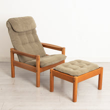 Load image into Gallery viewer, Danish Midcentury Teak Armchair & Footstool by Domino Mobler c.1965