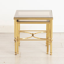 Load image into Gallery viewer, Hollywood Regency Brass & Glass Nest of Two Tables c.1970