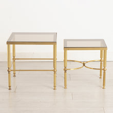 Load image into Gallery viewer, Hollywood Regency Brass & Glass Nest of Two Tables c.1970