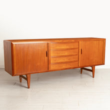 Load image into Gallery viewer, Danish Mid Century teak sideboard with tambour doors by K B Simonsen for Faarup Mobelfabrik, circa 1960s. Excellent restored condition