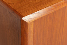 Load image into Gallery viewer, Danish Mid Century teak sideboard with tambour doors by K B Simonsen for Faarup Mobelfabrik, circa 1960s. Excellent restored condition