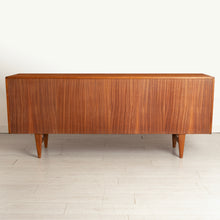 Load image into Gallery viewer, Danish Mid Century teak sideboard with tambour doors by K B Simonsen for Faarup Mobelfabrik, circa 1960s. Excellent restored condition