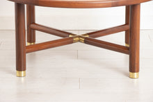 Load image into Gallery viewer, Midcentury G Plan Round Coffee Table with Smoked Glass Top & Brass Feet c.1960s