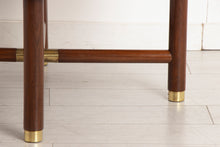 Load image into Gallery viewer, Midcentury G Plan Round Coffee Table with Smoked Glass Top & Brass Feet c.1960s