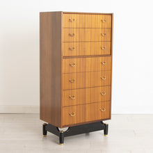 Load image into Gallery viewer, Midcentury Librenza Tola & Black Chest of Drawers with Brass Handles c.1965