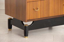 Load image into Gallery viewer, Midcentury Librenza Tola & Black Chest of Drawers with Brass Handles c.1965