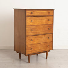 Load image into Gallery viewer, Midcentury Mahogany Chest of Drawers with Brass Hook Handles by A. Younger c.1965