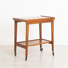 Load image into Gallery viewer, Midcentury Metamorphic Mahogany Serving Trolley with Flip out Swivel Top