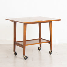 Load image into Gallery viewer, Midcentury Metamorphic Mahogany Serving Trolley with Flip out Swivel Top