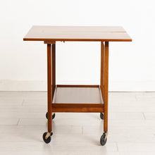 Load image into Gallery viewer, Midcentury Metamorphic Mahogany Serving Trolley with Flip out Swivel Top