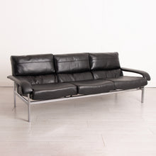 Load image into Gallery viewer, Midcentury Pieff Gamma 3-Seater Black Leather Sofa c.1970s