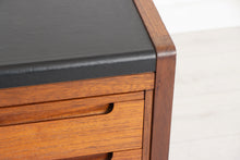 Load image into Gallery viewer, Midcentury Scandinavian Style Teak Writing Desk with Black Vinyl Top