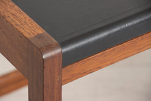 Load image into Gallery viewer, Midcentury Scandinavian Style Teak Writing Desk with Black Vinyl Top