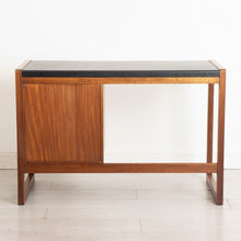 Load image into Gallery viewer, Midcentury Scandinavian Style Teak Writing Desk with Black Vinyl Top