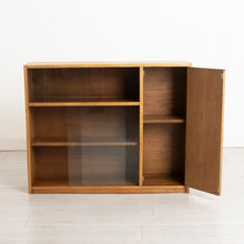 Load image into Gallery viewer, Midcentury Solid Oak Bookcase with Sliding Glass Doors c.1960s
