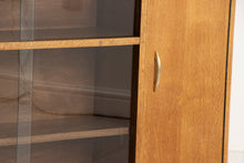 Load image into Gallery viewer, Midcentury Solid Oak Bookcase with Sliding Glass Doors c.1960s