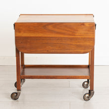 Load image into Gallery viewer, Midcentury Solid Walnut Drop-Leaf Serving Trolley