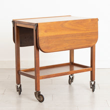 Load image into Gallery viewer, Midcentury Solid Walnut Drop-Leaf Serving Trolley