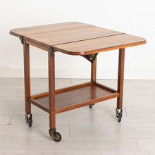 Load image into Gallery viewer, Midcentury Solid Walnut Drop-Leaf Serving Trolley