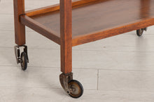 Load image into Gallery viewer, Midcentury Solid Walnut Drop-Leaf Serving Trolley