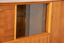Load image into Gallery viewer, Midcentury Teak Drinks Cabinet with Sliding Glass Doors by Beautility c.1965