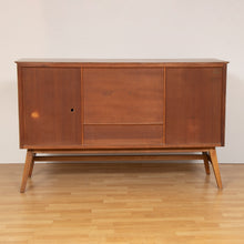 Load image into Gallery viewer, Midcentury Teak Drinks Cabinet with Sliding Glass Doors by Beautility c.1965