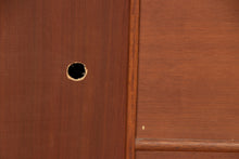 Load image into Gallery viewer, Midcentury Teak Drinks Cabinet with Sliding Glass Doors by Beautility c.1965