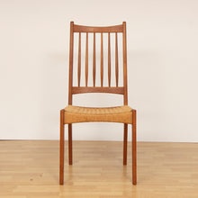 Load image into Gallery viewer, Pair of Danish Midcentury Teak Dining Chairs with Paper Cord Seats by Arne Hovmand Olsen