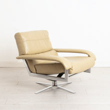Load image into Gallery viewer, Pair of Midcentury Pieff 'Gamma' Leather & Chrome Swivel Armchairs c.1970s