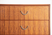 Load image into Gallery viewer, Midcentury Tallboy Chest of Drawers in Tola with Brass Handles by Meredew c.1960