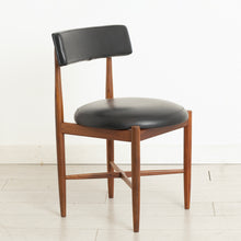 Load image into Gallery viewer, Set of 4 Midcentury Fresco Dining Chairs in Teak & Original Black Vinyl Upholstery by Victor Wilkins