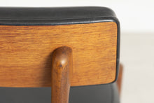 Load image into Gallery viewer, Set of 4 Midcentury Fresco Dining Chairs in Teak & Original Black Vinyl Upholstery by Victor Wilkins