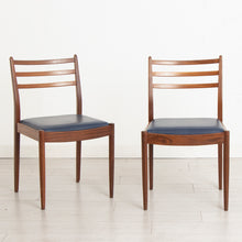 Load image into Gallery viewer, Set of Eight Midcentury G-Plan Dining Chairs with Original Navy Blue Vinyl Seats